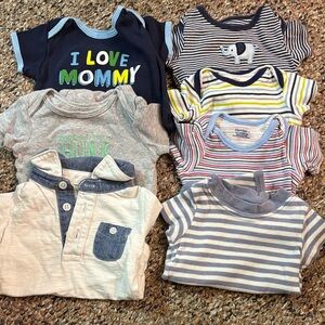 Baby Boy Onesies Set with Stripes and Elephant-7 different ahirts